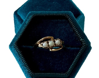Echter Opal Ring - Vintage 10k Gelbgold Opal Ring - 1960er Jahre Retro Cabochon Statement Schmuck - Größe 5 3/4