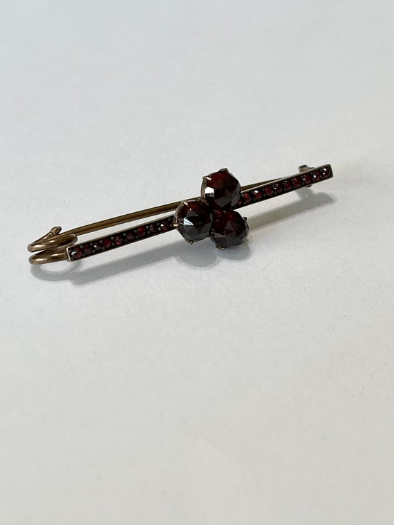 Victorian Garnet trefoil Pin Bar- 2.66 ctw Genuin… - image 5