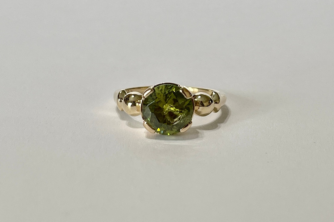 Green Tourmaline Ring 14K Yellow Gold 1.67 CT Green Gemstone Solitaire