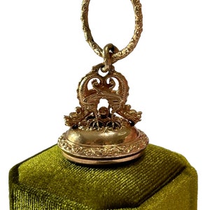 Antique 14k Rose Gold Double Griffin Carnelian Fob Pendant - Victorian