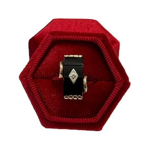 Vintage Onyx & Diamond Ring: 10k Yellow Gold Statement Jewelry