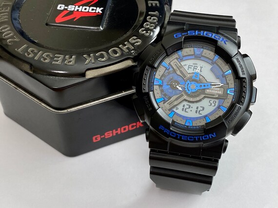 Casio GA-110CB Black & Blue Men's G-shock Protection - Etsy