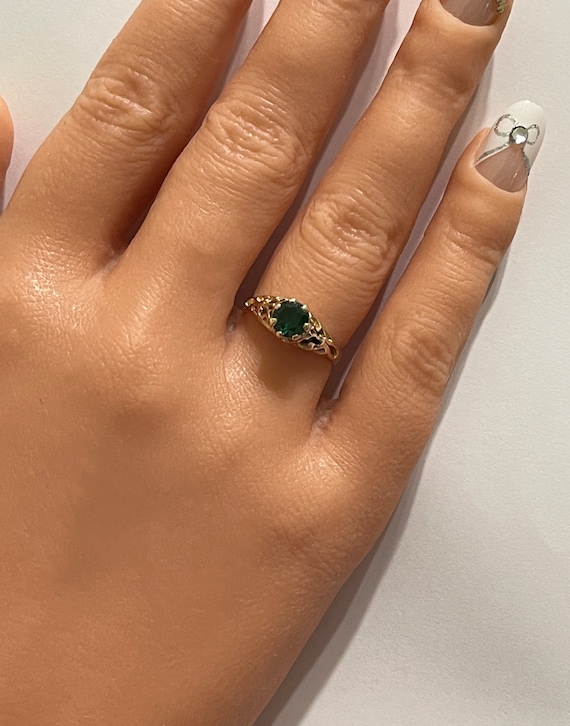 Created Emerald Ring - 14k Yellow Gold Green .84 … - image 4