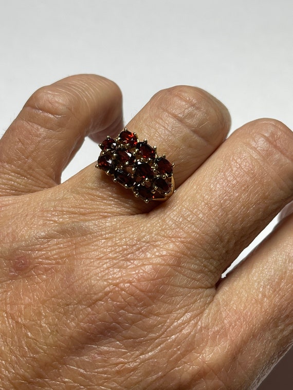 Vintage 10k Yellow gold Natural Garnet Detailed C… - image 4