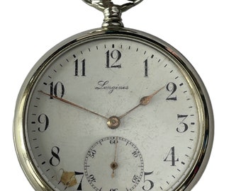 Longines 17s Pocket Watch- Edwardian Era -Silver- Fine Antique Accessories  Jewelry