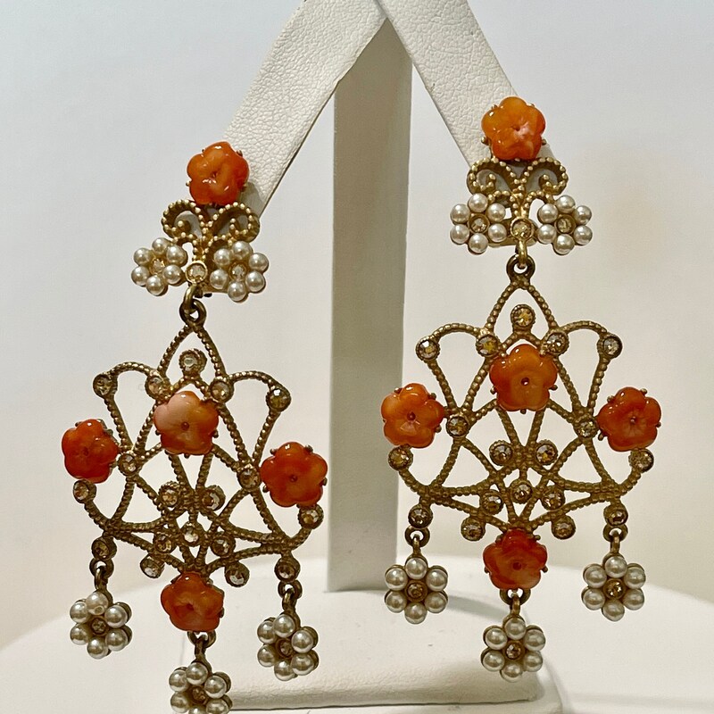 85 Coral & Seed Pearl Earrings main image 1