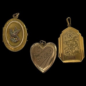 Art Nouveau and Edwardian 10k Yellow Gold & 12k Gold Filled Locket Pendants -Fine early 1900&#39;s Accessories- Keepsake Locket Pendants