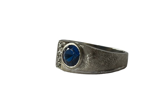 Created Blue Spinel Ring - Vintage 10k White Gold… - image 5