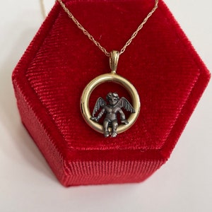 Cherub Angel Solid 14k Yellow & White Gold Cherub on 14k gold Necklace- Peter Bram Design
