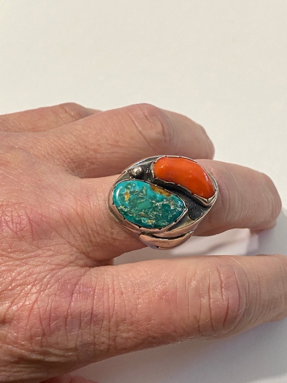 Vintage 900 Silver turquoise ring ,Southwest ring… - image 3