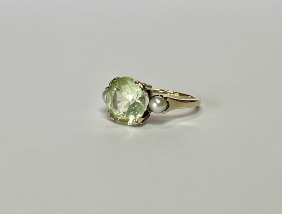 Created Spinel and Pearl Ring - Retro 10k YG 3.87… - image 4