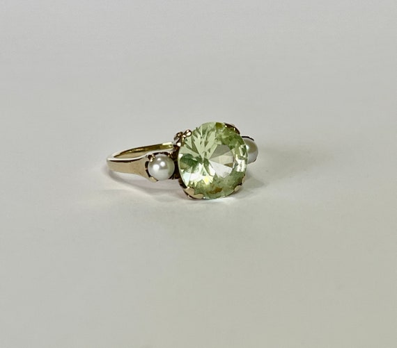 Created Spinel and Pearl Ring - Retro 10k YG 3.87… - image 2