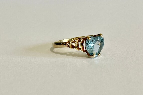 Blue Topaz  Ring -14k yellow Gold 1.71 CT Heart G… - image 2