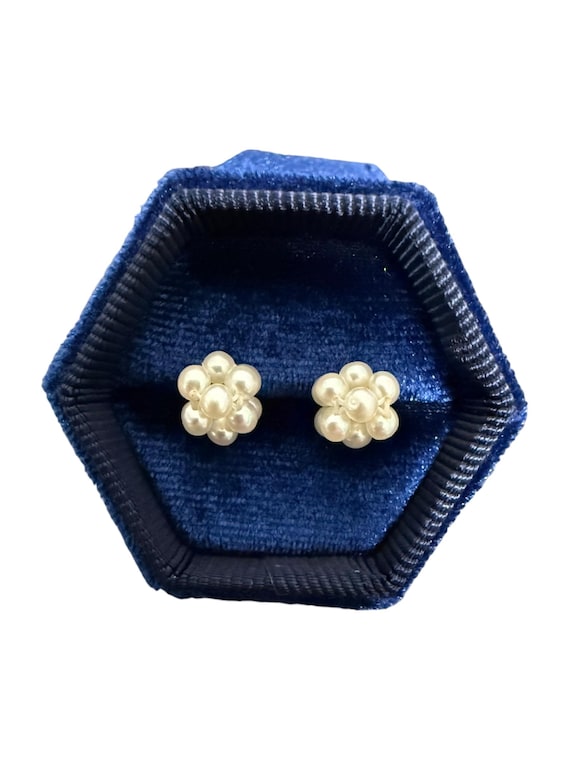 Vintage 14k Gold Pearl Cluster Earrings – Pearl Studs