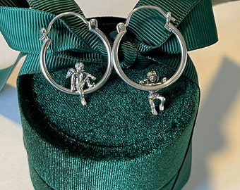 Angel Cherub Hoop Earrings -Solid Sterling Silver- Mixed Matched Angel Hoop Earrings