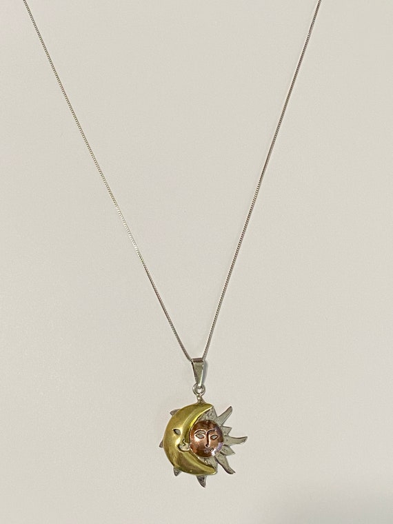 Sun and Moon Silver, Copper & Bronze pendant/Signed/R… - Gem