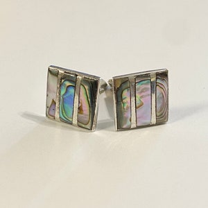 Taxco Manschettenknöpfe aus echtem Mexiko Sterling Abalone Inlay