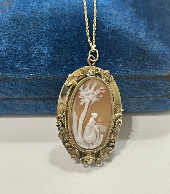 Antique Carved Shell Cameo Pendant -Victorian 1800