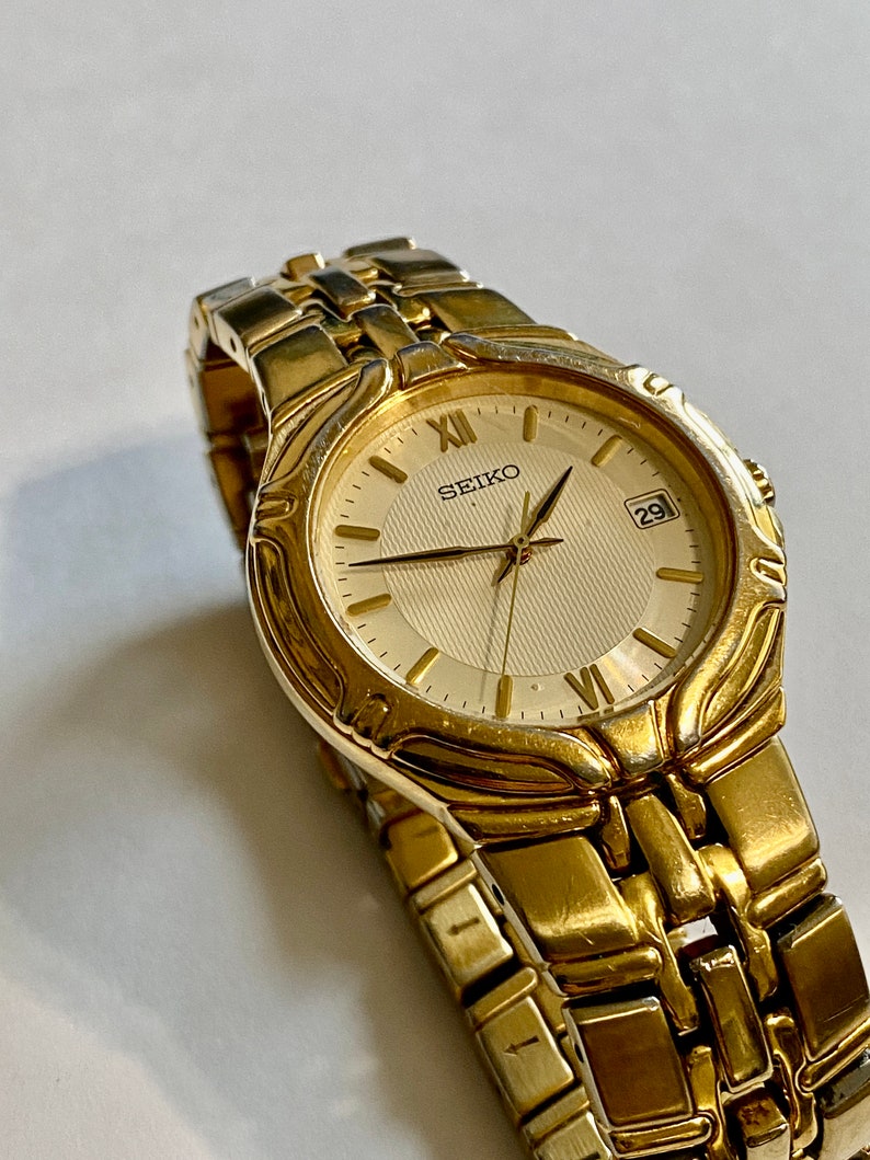 Seiko Mens Dress Watch 7N42-6C10 Vintage Mens Gold Tone - Etsy