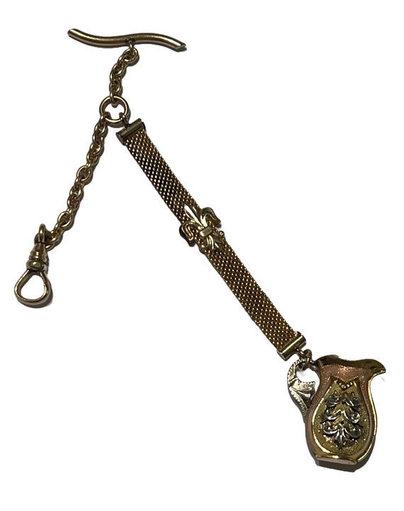 Antique Pocket Watch Chain and Fob - Antique Tri … - image 2