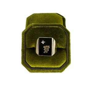 Letter f Ring Art Deco Era 10k Yellow Gold Genuine Onyx & Diamond ...
