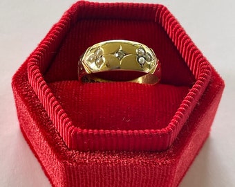 Antique 15k Yellow Gold Diamond Seed Pearl Ring - Victorian Chester England