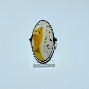 Vintage Spotted Red Moss Agate Ring Sterling Silver 925 Statement Rings