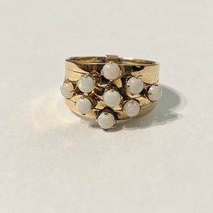 1960s Opal Ring: Vintage Statement-Schmuck, 750er Gelbgold, Größe 75