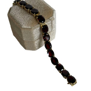 Vintage Garnet Tennis Bracelet: 10k Gold January Birthstone