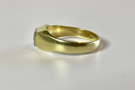 Genuine Diamond Ring - Retro 14k Yellow Gold Sing… - image 6