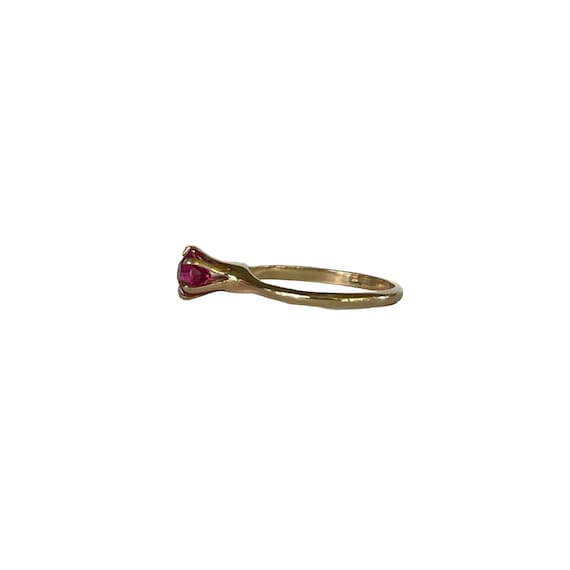 Edwardian Created Ruby Ring: 10k Yellow Gold Soli… - image 7