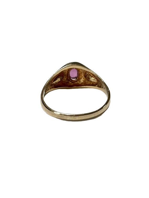 Ruby & Diamond Ring - Vintage 10k Yellow Gold .65… - image 9