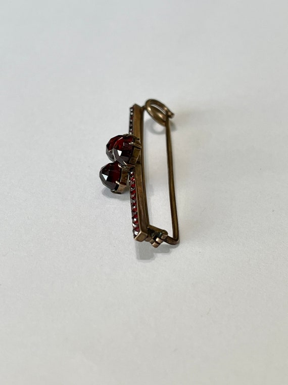 Victorian Garnet trefoil Pin Bar- 2.66 ctw Genuin… - image 7