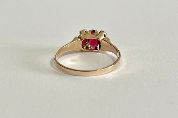 Garnet Ring -14K yellow gold Edwardian Era 0.77 c… - image 9