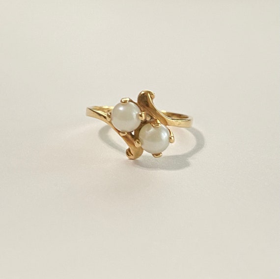 Vintage Ring 14K Yellow Gold Cultured 6.5mm Pearl Retro Style Size 7 3.4g