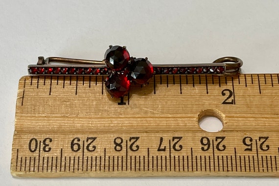 Victorian Garnet trefoil Pin Bar- 2.66 ctw Genuin… - image 2