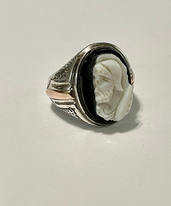 Cameo Ring - Vintage Sterling Solver & 10k Rosy G… - image 2