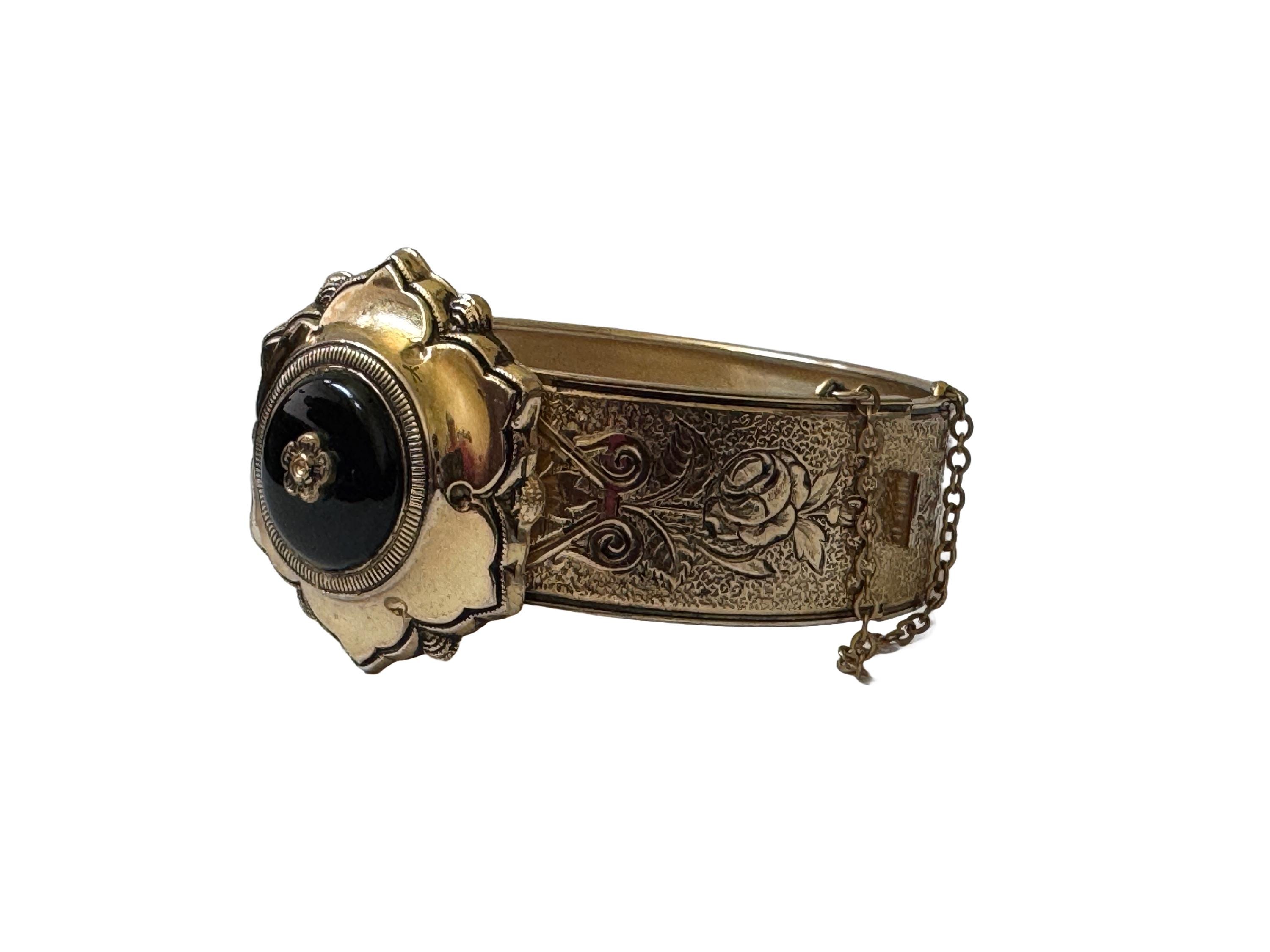 Vintage Coro Black and Gold Women\'s Bracelet Vintage Spanish Damascene Black and Gold Enameled Link  main image 2