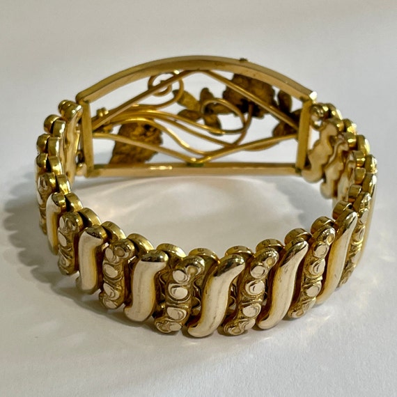 Vintage Expansion Bracelet - Retro 12k Yellow & R… - image 6