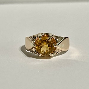 Created Citrine-14K Edwardian Yellow Gold Belcher Setting 2.04 ct Yellow Gemstone Solitaire Ring Sz 9