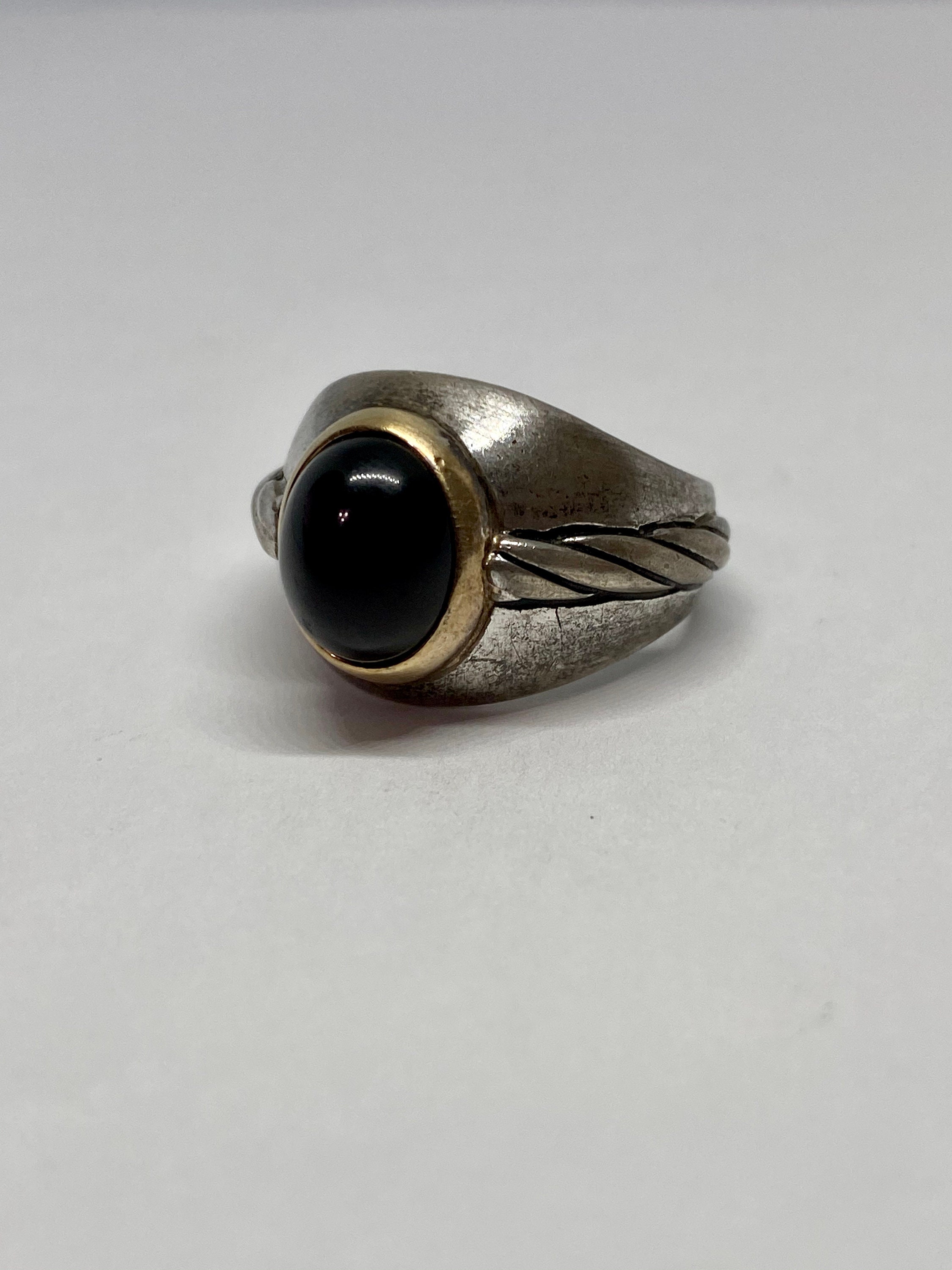 1980's Franklin Mint 14k Gold & Sterling Silver Black Onyx 1980's Franklin Mint 14k Gold & Sterling Silver Black Onyx