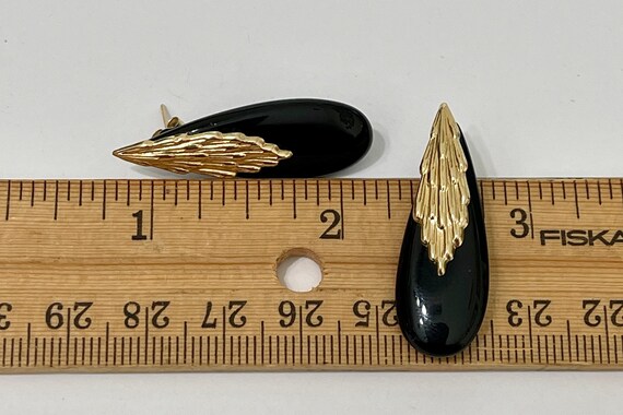 Genuine Onyx Earrings - 14k Yellow Gold earrings-… - image 7