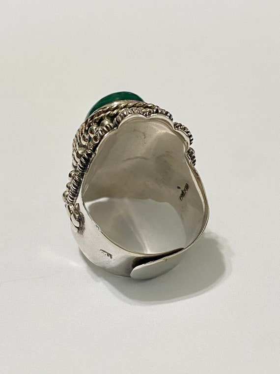 Taxco Vintage 925 Sterling Silver & Green Onyx Mexico Poison