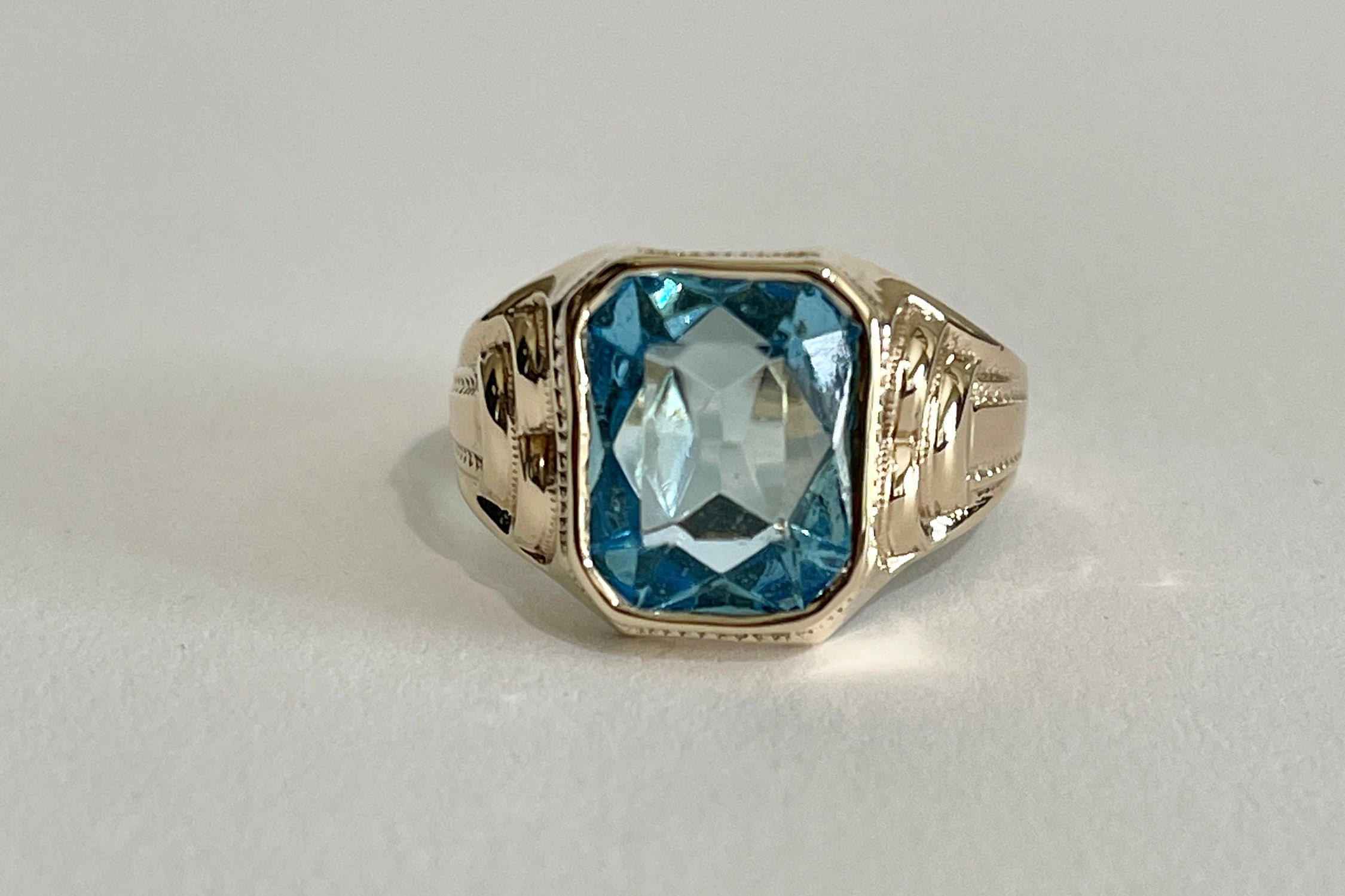 Art Deco Ostby and Barton Ring 1920 s 10k Yellow Gold Simulated
