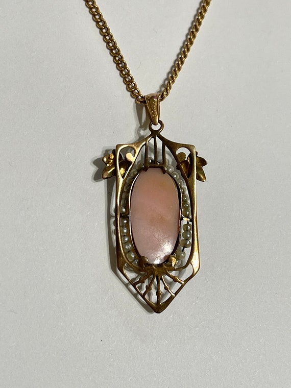 Antique Ostby Barton Cameo Necklace - Edwardian 1… - image 10