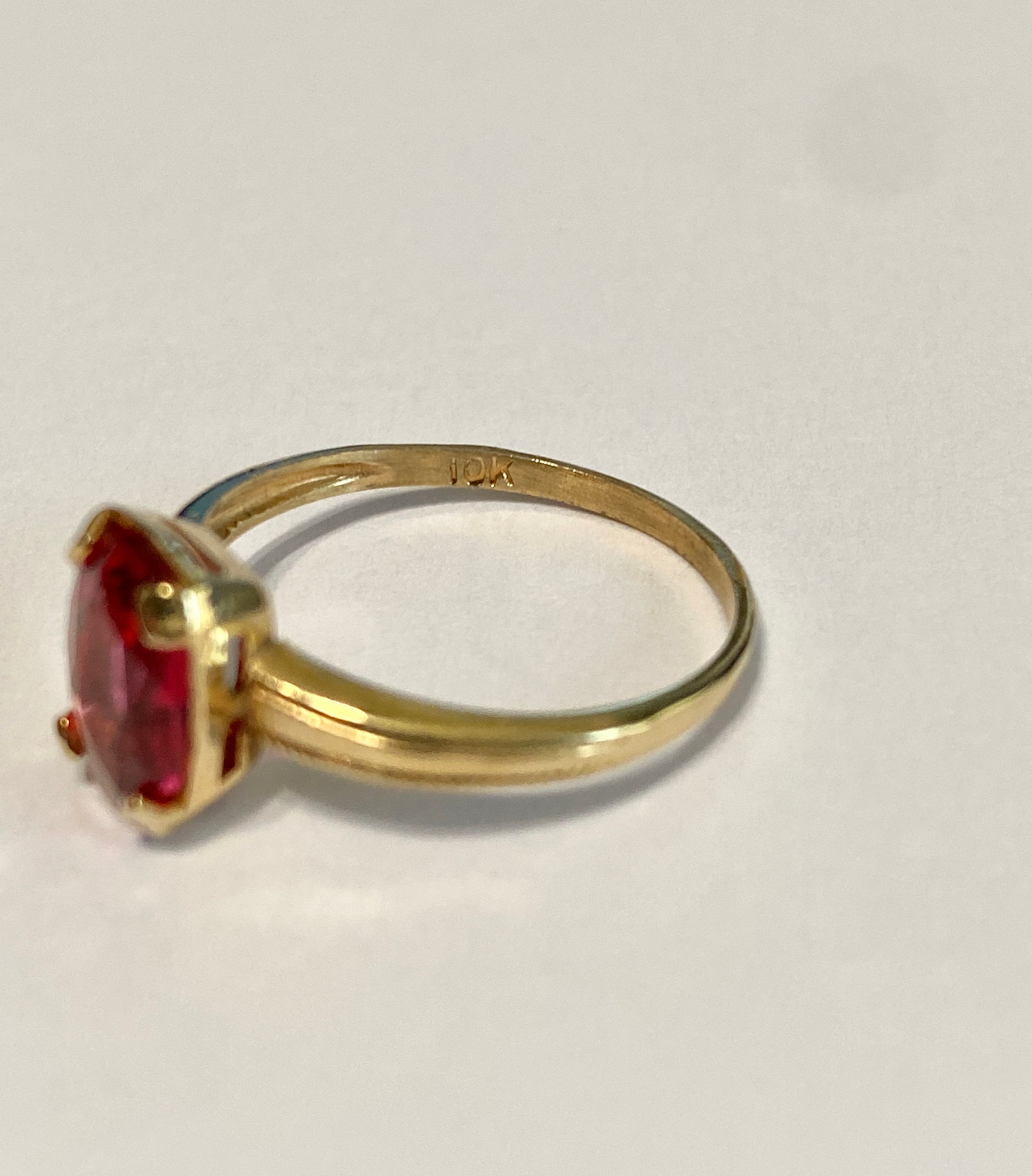 Pink Glass Ring Vintage 10k Yellow Gold Oval Faceted Stone Etsy