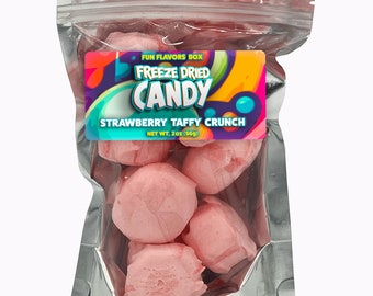 Freeze Dried Candy Strawberry Taffy Crunch, Unique, Exotic Crunch Snack Treats, Party Favor Gift Idea – 2 oz