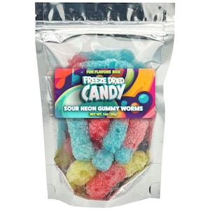 Freeze Dried Candy Sour Gummy Worms Variety Pack – Crunchy Candy Snack – Space Theme Party Favor Gift Idea
