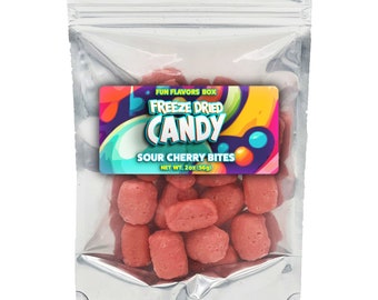 Mordidas de cereja azeda liofilizadas: petiscos crocantes, 2 oz