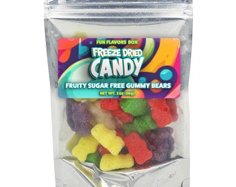 Freeze Dried Candy Fruity Sugar Free Gummy Bear Variety Pack Crunch Treats, 2 oz